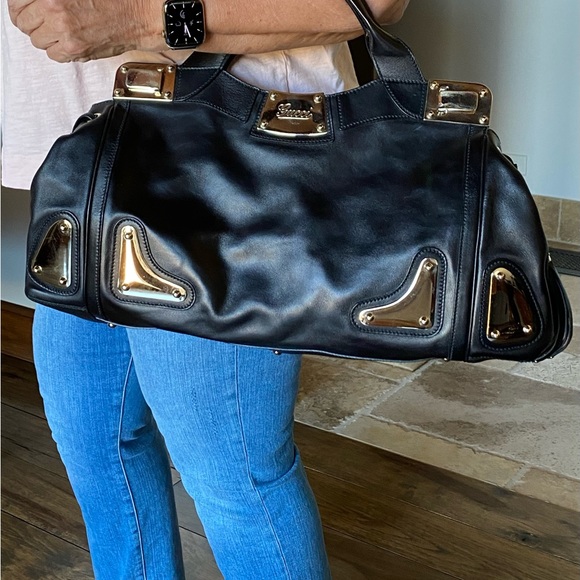 GUCCI LARGE BLACK LEATHER RACE TOTE new condition - Picture 11 of 12